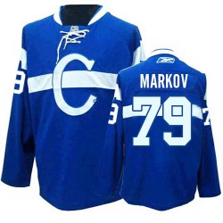 Montreal Canadiens Andrei Markov Official Blue Reebok Premier Youth Third NHL Hockey Jersey
