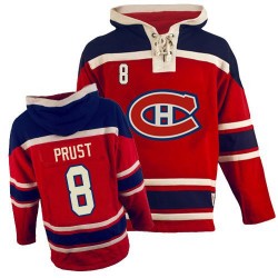 Montreal Canadiens Brandon Prust Official Red Old Time Hockey Authentic Adult Sawyer Hooded Sweatshirt Jersey