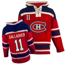 Montreal Canadiens Brendan Gallagher Official Red Old Time Hockey Authentic Adult Sawyer Hooded Sweatshirt Jersey