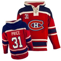 Montreal Canadiens Carey Price Official Red Old Time Hockey Premier Adult Sawyer Hooded Sweatshirt Jersey
