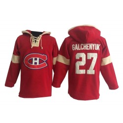 Montreal Canadiens Alex Galchenyuk Official Red Old Time Hockey Authentic Adult Pullover Hoodie Jersey