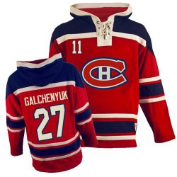 Montreal Canadiens Alex Galchenyuk Official Red Old Time Hockey Authentic Adult Sawyer Hooded Sweatshirt Jersey