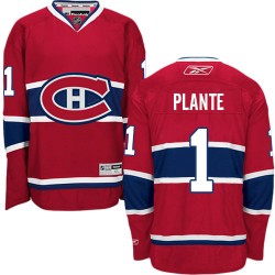 Montreal Canadiens Jacques Plante Official Red Reebok Premier Adult Home NHL Hockey Jersey