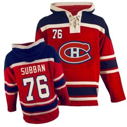 Montreal Canadiens P.K. Subban Official Red Old Time Hockey Premier Adult Sawyer Hooded Sweatshirt Jersey