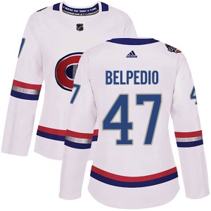 Montreal Canadiens Louie Belpedio Official White Adidas Authentic Women's 2017 100 Classic NHL Hockey Jersey