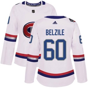 Montreal Canadiens Alex Belzile Official White Adidas Authentic Women's 2017 100 Classic NHL Hockey Jersey