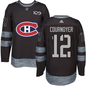 Montreal Canadiens Yvan Cournoyer Official Black Authentic Adult 1917-2017 100th Anniversary NHL Hockey Jersey