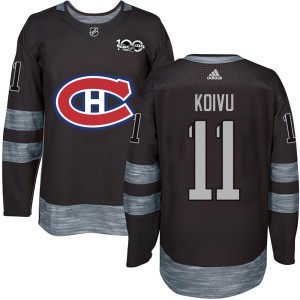 Montreal Canadiens Saku Koivu Official Black Authentic Adult 1917-2017 100th Anniversary NHL Hockey Jersey