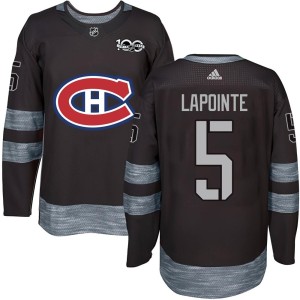 Montreal Canadiens Guy Lapointe Official Black Authentic Adult 1917-2017 100th Anniversary NHL Hockey Jersey