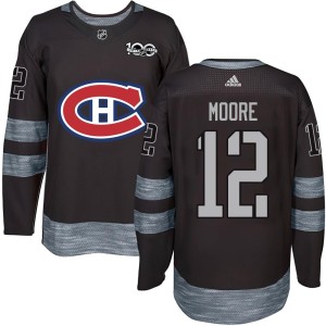 Montreal Canadiens Dickie Moore Official Black Authentic Adult 1917-2017 100th Anniversary NHL Hockey Jersey