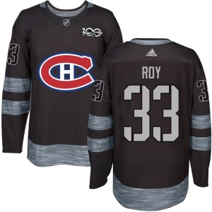 Montreal Canadiens Patrick Roy Official Black Authentic Adult 1917-2017 100th Anniversary NHL Hockey Jersey