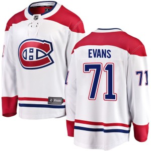Montreal Canadiens Jake Evans Official White Fanatics Branded Breakaway Adult Away NHL Hockey Jersey