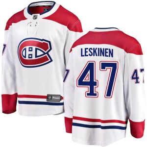 Montreal Canadiens Otto Leskinen Official White Fanatics Branded Breakaway Adult Away NHL Hockey Jersey