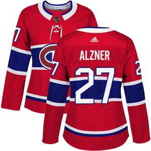 Montreal Canadiens Karl Alzner Official Red Adidas Authentic Women's ized Home NHL Hockey Jersey