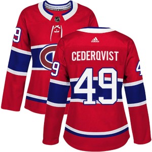 Montreal Canadiens Filip Cederqvist Official Red Adidas Authentic Women's Home NHL Hockey Jersey