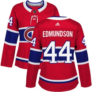 Montreal Canadiens Joel Edmundson Official Red Adidas Authentic Women's Home NHL Hockey Jersey