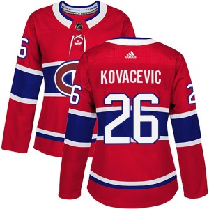 Montreal Canadiens Johnathan Kovacevic Official Red Adidas Authentic Women's Home NHL Hockey Jersey