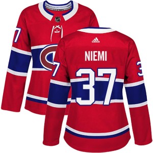 Montreal Canadiens Antti Niemi Official Red Adidas Authentic Women's Home NHL Hockey Jersey