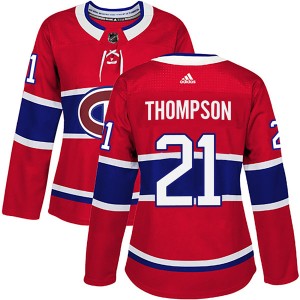 Montreal Canadiens Nate Thompson Official Red Adidas Authentic Women's Home NHL Hockey Jersey