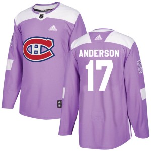 Montreal Canadiens Josh Anderson Official Purple Adidas Authentic Youth Fights Cancer Practice NHL Hockey Jersey