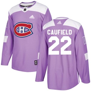 Montreal Canadiens Cole Caufield Official Purple Adidas Authentic Youth Fights Cancer Practice NHL Hockey Jersey