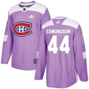 Montreal Canadiens Joel Edmundson Official Purple Adidas Authentic Youth Fights Cancer Practice NHL Hockey Jersey