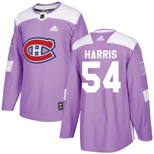 Montreal Canadiens Jordan Harris Official Purple Adidas Authentic Youth Fights Cancer Practice NHL Hockey Jersey
