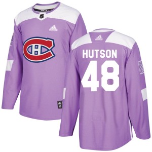 Montreal Canadiens Lane Hutson Official Purple Adidas Authentic Youth Fights Cancer Practice NHL Hockey Jersey