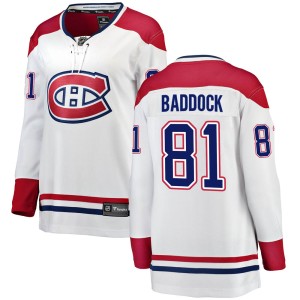 Montreal Canadiens Brandon Baddock Official White Fanatics Branded Breakaway Women's Away NHL Hockey Jersey
