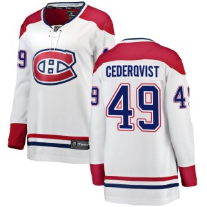 Montreal Canadiens Filip Cederqvist Official White Fanatics Branded Breakaway Women's Away NHL Hockey Jersey