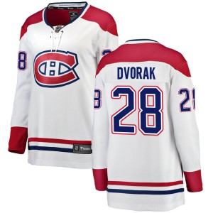 Montreal Canadiens Christian Dvorak Official White Fanatics Branded Breakaway Women's Away NHL Hockey Jersey