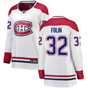Montreal Canadiens Christian Folin Official White Fanatics Branded Breakaway Women's Away NHL Hockey Jersey