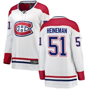 Montreal Canadiens Emil Heineman Official White Fanatics Branded Breakaway Women's Away NHL Hockey Jersey