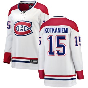 Montreal Canadiens Jesperi Kotkaniemi Official White Fanatics Branded Breakaway Women's Away NHL Hockey Jersey