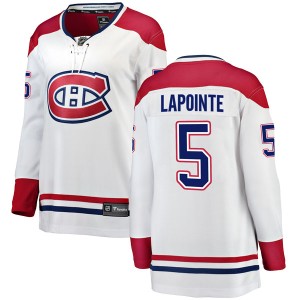 Montreal Canadiens Guy Lapointe Official White Fanatics Branded Breakaway Women's Away NHL Hockey Jersey