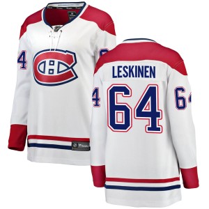 Montreal Canadiens Otto Leskinen Official White Fanatics Branded Breakaway Women's Away NHL Hockey Jersey