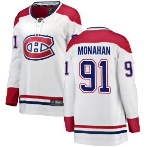 Montreal Canadiens Sean Monahan Official White Fanatics Branded Breakaway Women's Away NHL Hockey Jersey