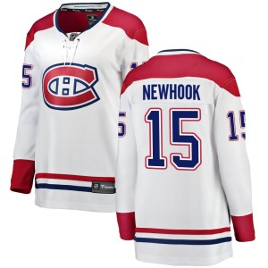 Montreal Canadiens Alex Newhook Official White Fanatics Branded Breakaway Women's Away NHL Hockey Jersey