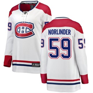 Montreal Canadiens Mattias Norlinder Official White Fanatics Branded Breakaway Women's Away NHL Hockey Jersey
