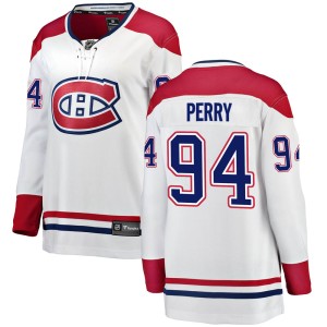 Montreal Canadiens Corey Perry Official White Fanatics Branded Breakaway Women's Away NHL Hockey Jersey