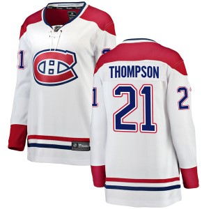 Montreal Canadiens Nate Thompson Official White Fanatics Branded Breakaway Women's Away NHL Hockey Jersey