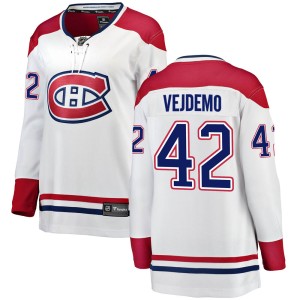 Montreal Canadiens Lukas Vejdemo Official White Fanatics Branded Breakaway Women's Away NHL Hockey Jersey