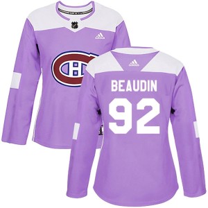 Montreal Canadiens Nicolas Beaudin Official Purple Adidas Authentic Women's Fights Cancer Practice NHL Hockey Jersey