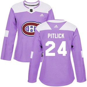 Montreal Canadiens Tyler Pitlick Official Purple Adidas Authentic Women's Fights Cancer Practice NHL Hockey Jersey