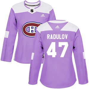 Montreal Canadiens Alexander Radulov Official Purple Adidas Authentic Women's Fights Cancer Practice NHL Hockey Jersey