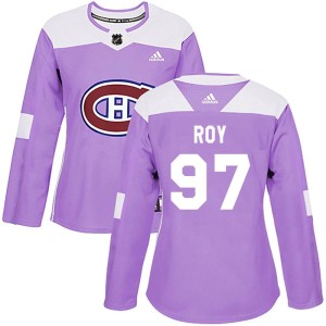 Montreal Canadiens Joshua Roy Official Purple Adidas Authentic Women's Fights Cancer Practice NHL Hockey Jersey