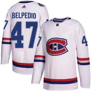 Montreal Canadiens Louie Belpedio Official White Adidas Authentic Adult 2017 100 Classic NHL Hockey Jersey