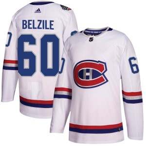 Montreal Canadiens Alex Belzile Official White Adidas Authentic Youth 2017 100 Classic NHL Hockey Jersey