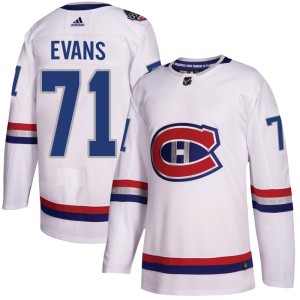 Montreal Canadiens Jake Evans Official White Adidas Authentic Youth 2017 100 Classic NHL Hockey Jersey