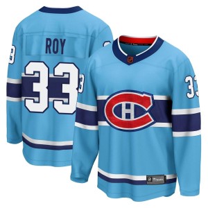 Montreal Canadiens Patrick Roy Official Light Blue Fanatics Branded Breakaway Adult Special Edition 2.0 NHL Hockey Jersey